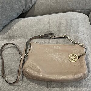 Michael Kors Pebbled Leather Crossbody in Taupe